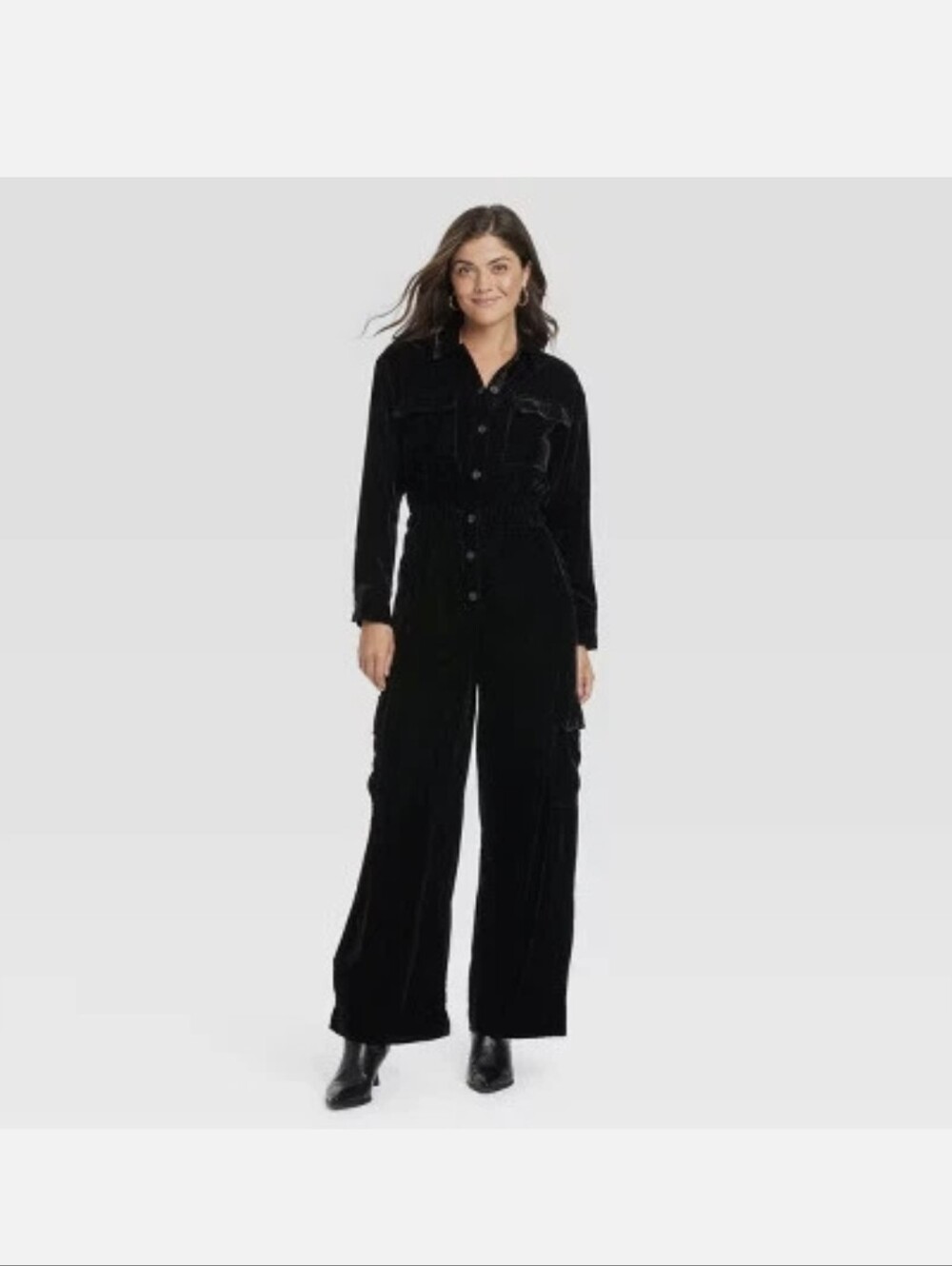 Black Velvet Wide-Leg Jumpsuit